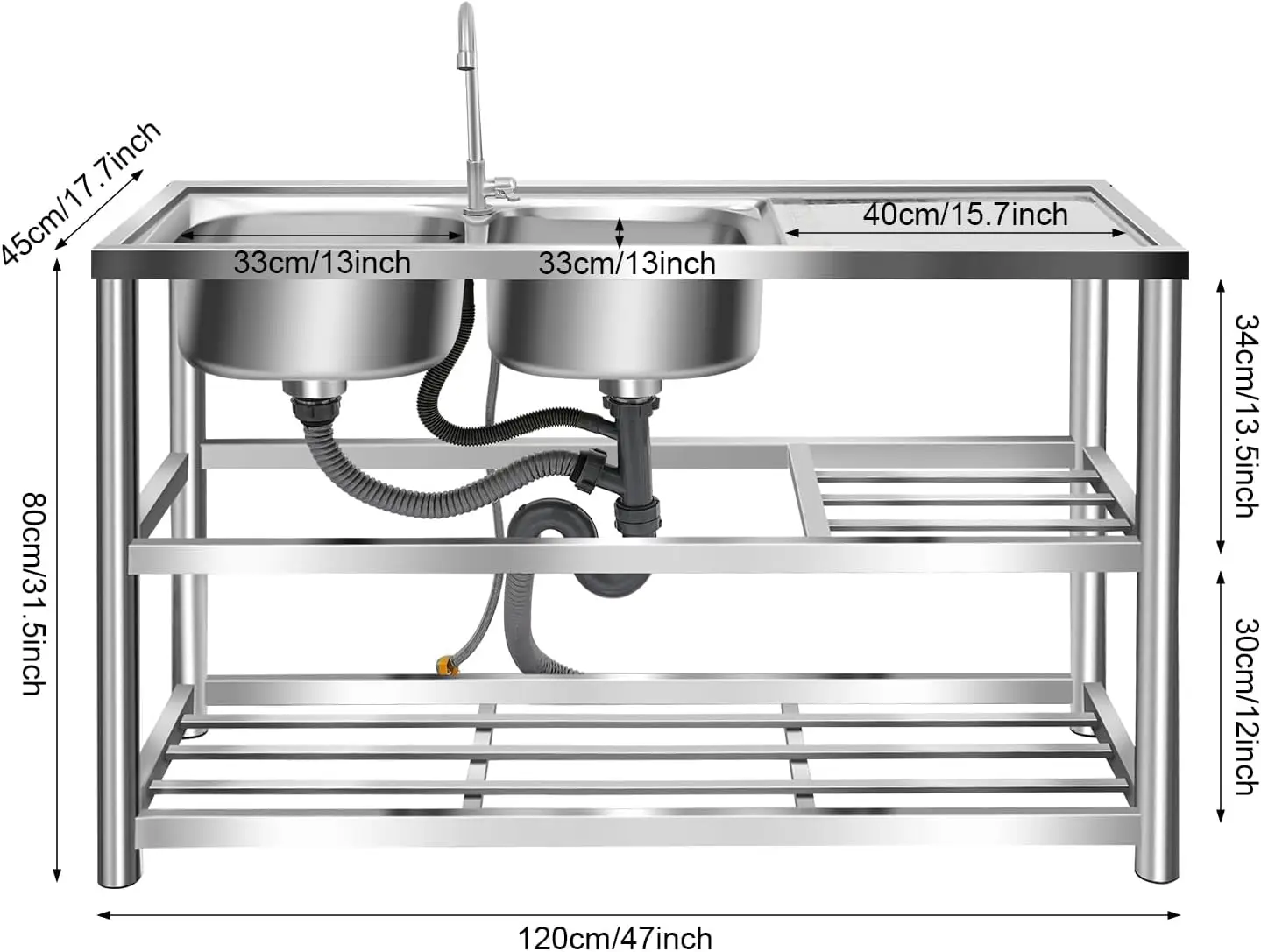 3-poziomowy wolnostojący zlew  – Commercial Kitchen Set recenzja i cena