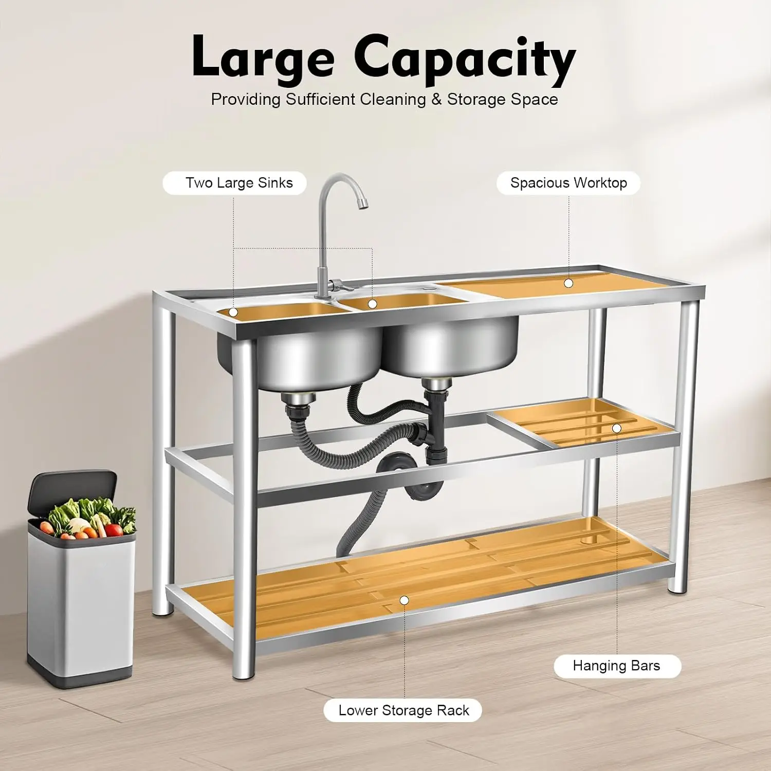 3-poziomowy wolnostojący zlew  – Commercial Kitchen Set recenzja i cena