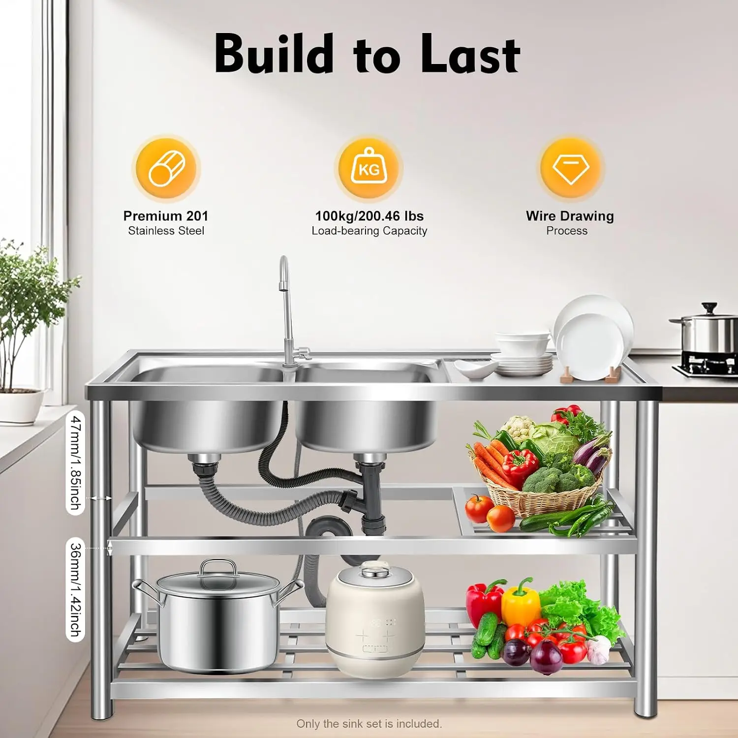 3-poziomowy wolnostojący zlew  – Commercial Kitchen Set recenzja i cena